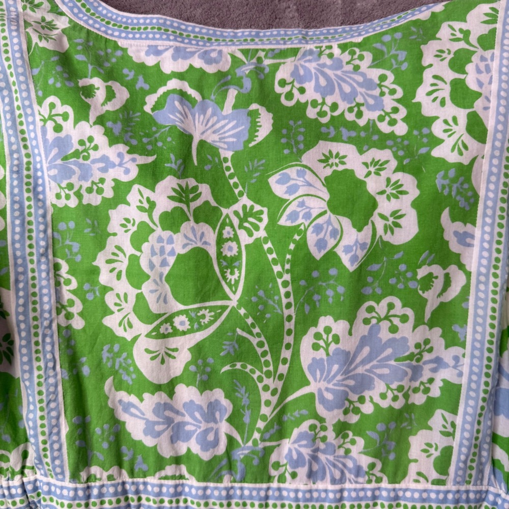 Gretchen Scott Dress Size Goddess XXL Green Blue Floral Paisley Tiered Mini - Picture 9 of 14